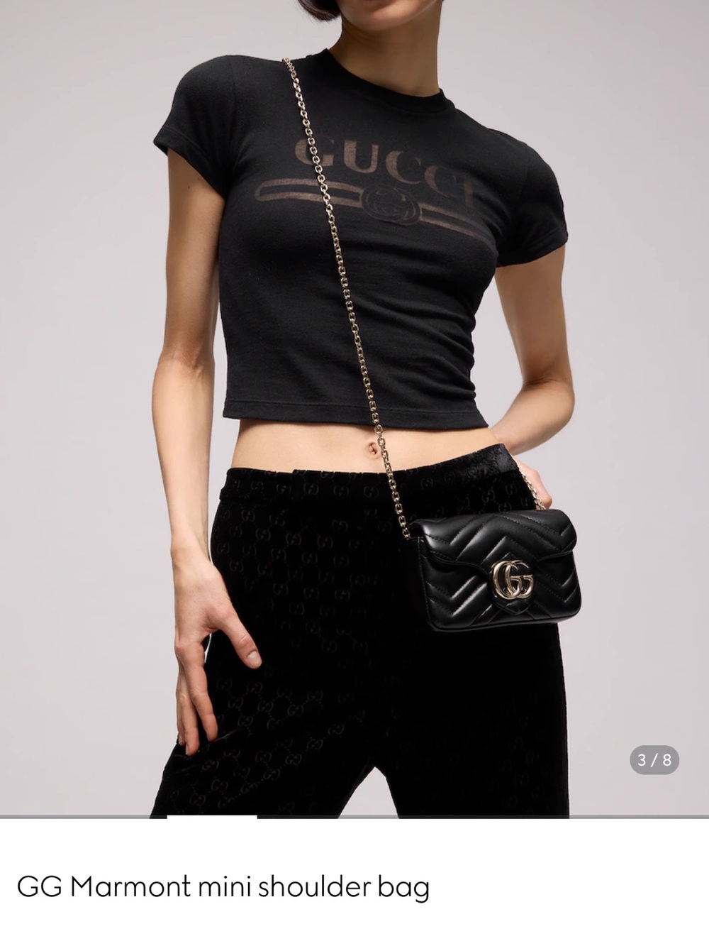 Gucci GG Marmont Mini Shoulder Bag - Black with Gold Hardware